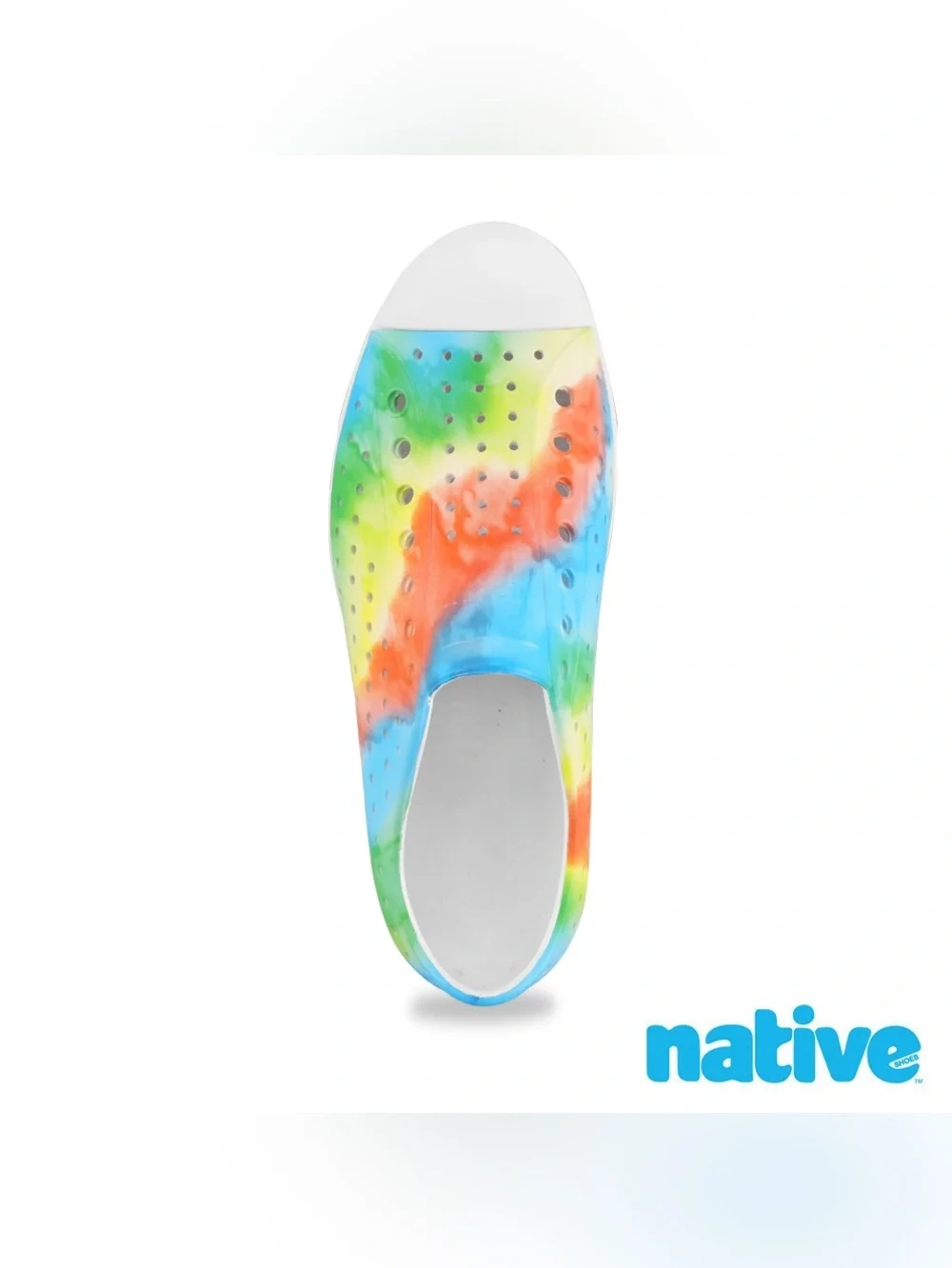 Native Jefferson Sugarlite Kids Shoes Rainbow Gradient  Tie-Dye Slip-On. New